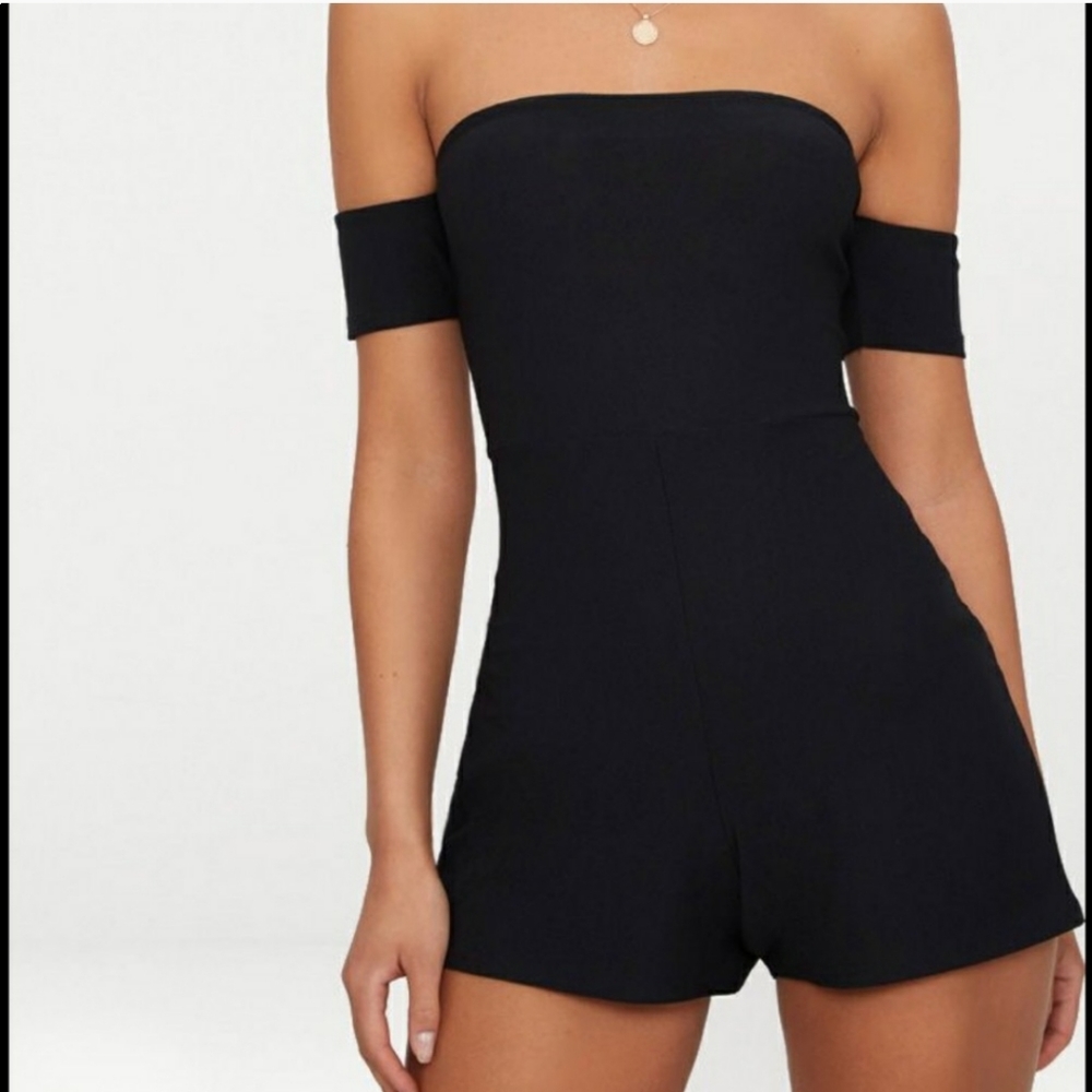 Short sleeve Bardot romper